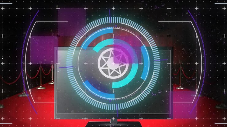 Animazione di elaborazione dati su tappeto rosso