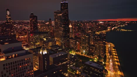 aerial overview of chicago downtown