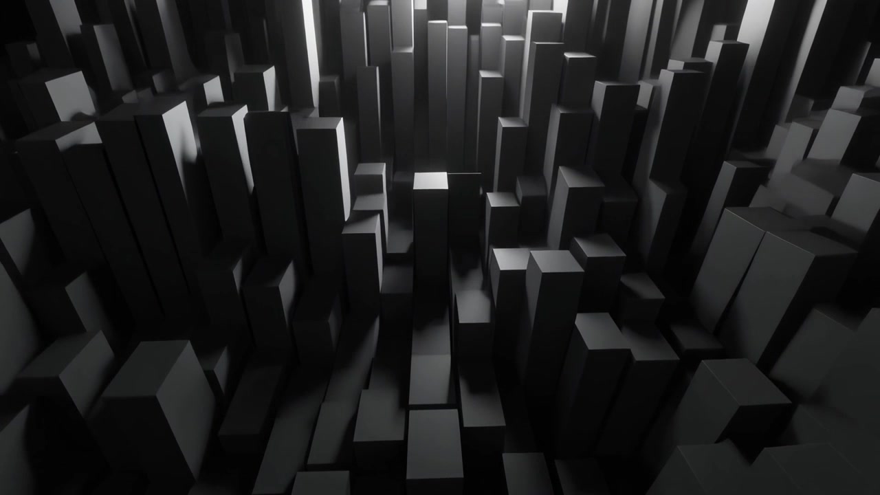 Abstract 3D Motion Background with Moving Dark Geometric Cubes