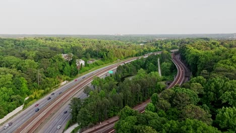 aerial view of vehicles driving through t