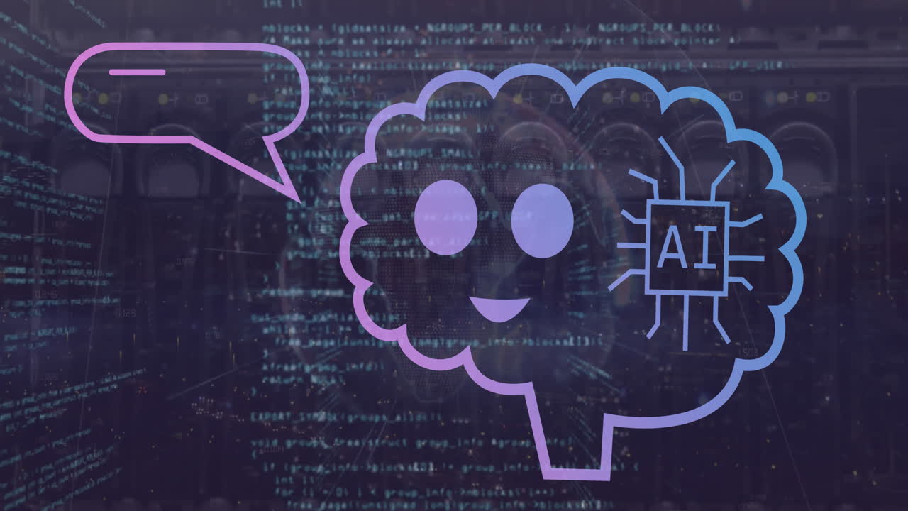 animación de un texto e icono sobre el procesamiento de datos