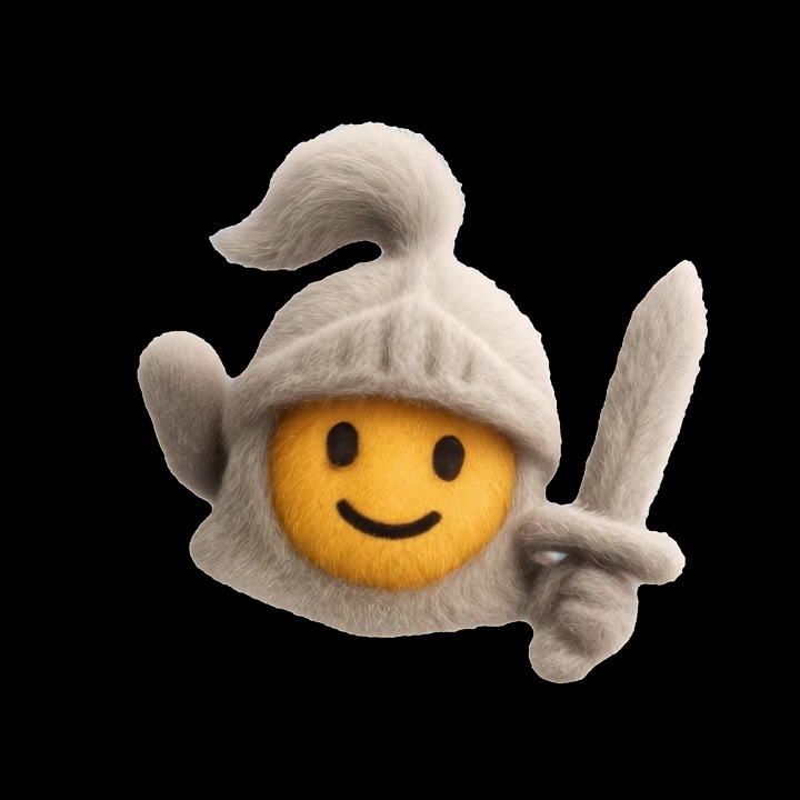 Animeret lodden ridder-emoji-karakter vinkende