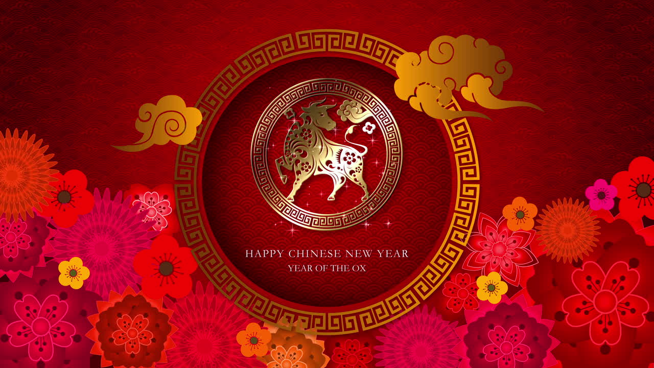 año nuevo chino, año del buey 2021, también conocido como el festival de primavera con la caligrafía china gong xi fa cai o gong hay fat choy, significa que puede alcanzar una mayor riqueza