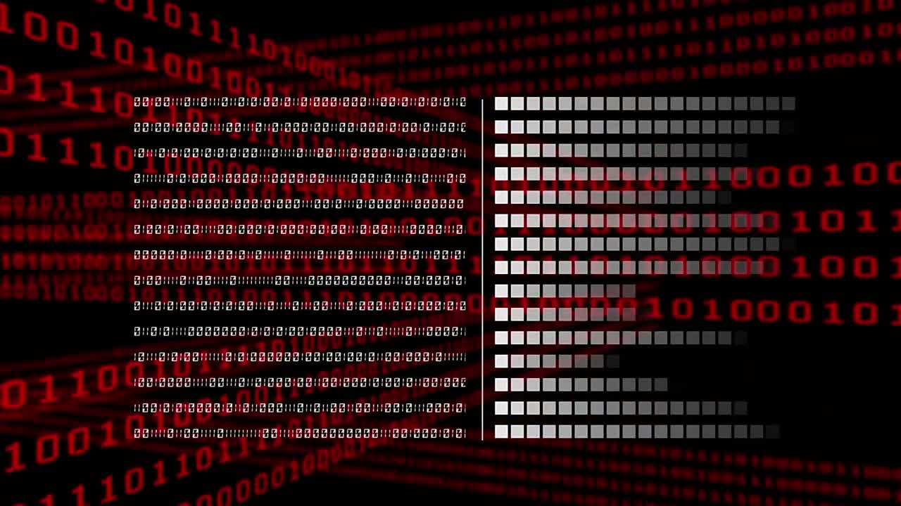 animación del procesamiento de datos a través de la computación de codificación binaria