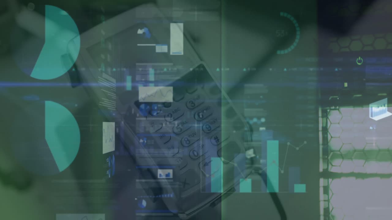 animación de estadísticas y terminales de pago a través de servidores informáticos