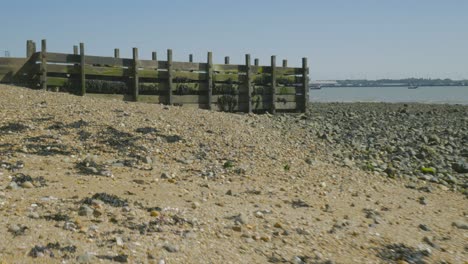 low angle footage of harwich stone beach at low tide