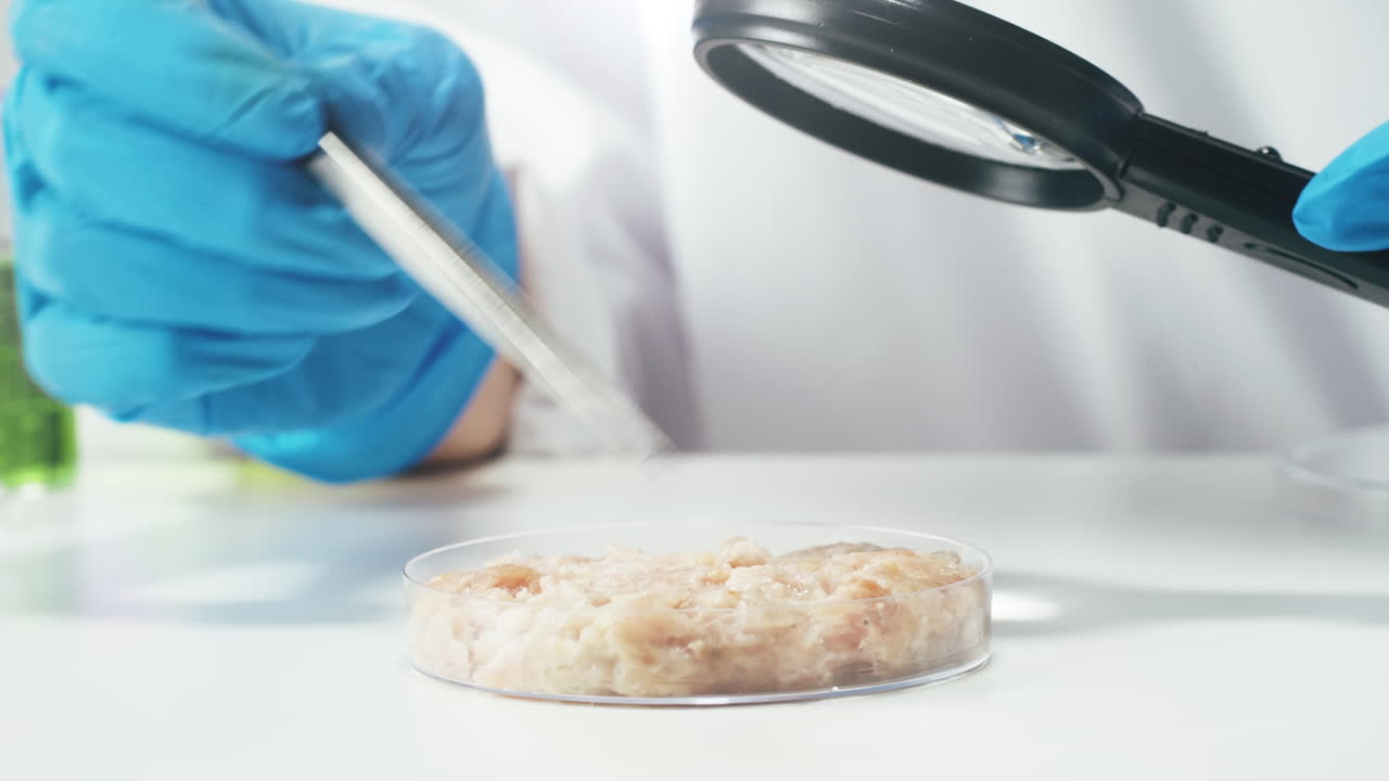 Meat sample examination in laboratory