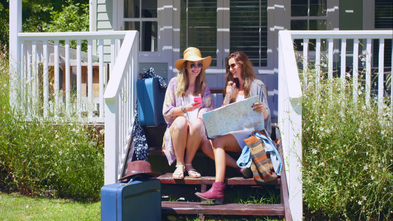 여행, 지도, 친구들과 셀카 계획