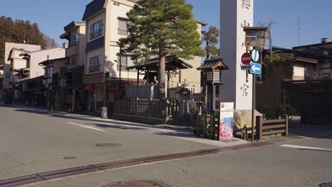 neighborhood shrine on beautiful peaceful streets of takayama, gifu japan