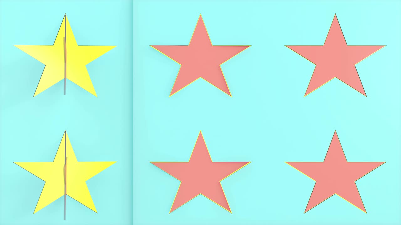 animación 3d de estrellas coloridas en movimiento. el signo de las estrellas se está volviendo. patrón sin costuras.