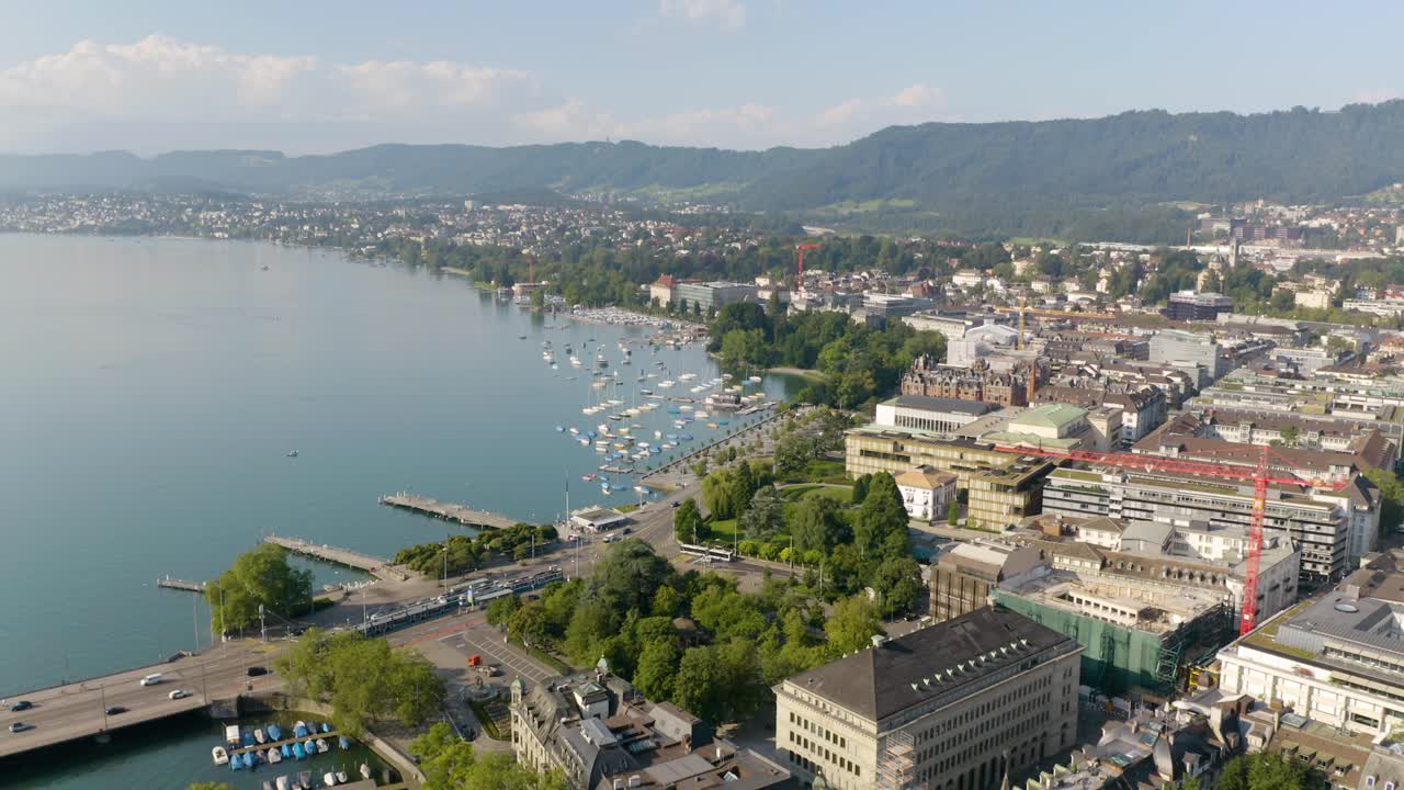 alta vista aérea del hermoso lago zurich en la ciudad más grande de suiza