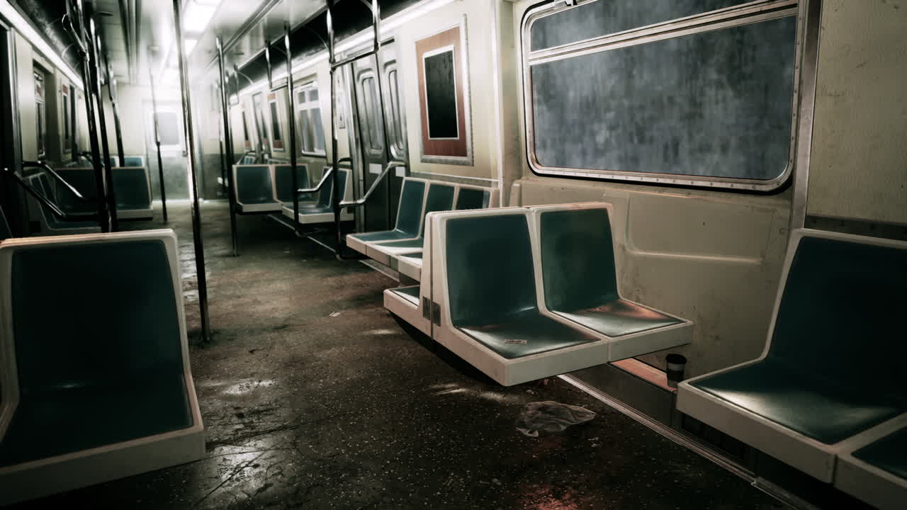 비어 있고 더러운 지하철차