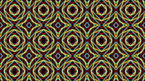 animación del patrón de neón del caleidoscopio que se mueve en movimiento hipnótico en un bucle sin costuras
