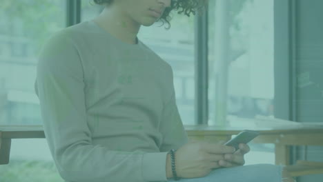 animación del procesamiento de datos sobre el hombre utilizando un teléfono inteligente