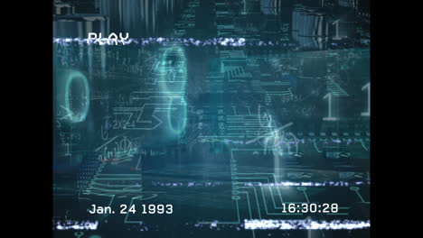 animation of interference and data processing over computer circuit board