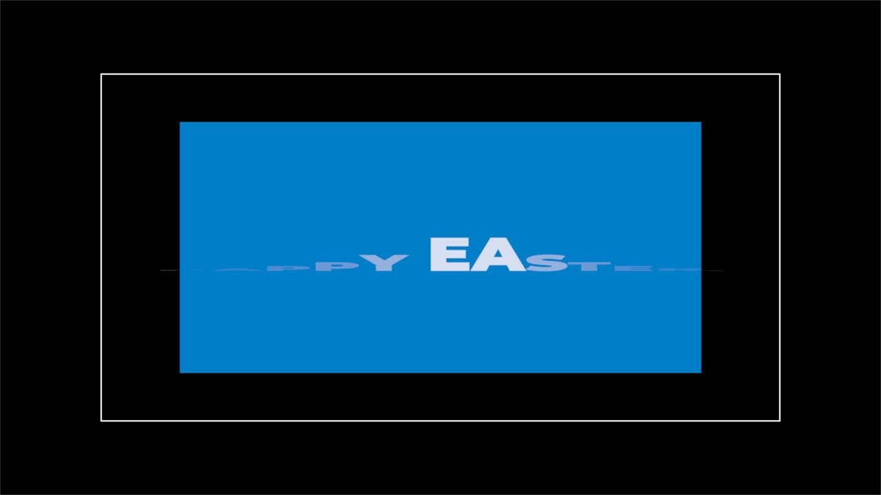 Happy Easter text in frame on fashion blue gradient