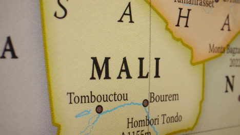 a close-up view of a map centered on mali