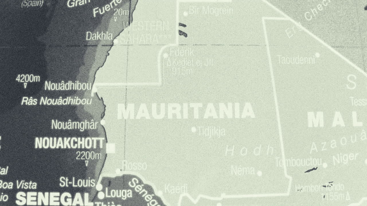 Close-up Map of Mauritania and Surrounding West African Countries