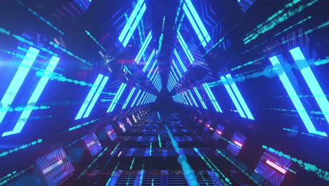animación del procesamiento de datos y el túnel digital sobre fondo negro