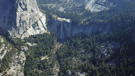 aerial shot of yosemite falls in popular national park, beautiful destination in california