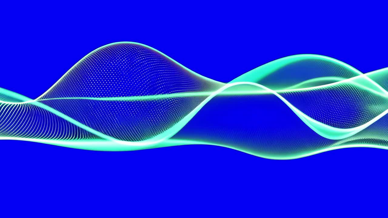 Abstract digital wave pattern animation, transparent 4K video, green screen