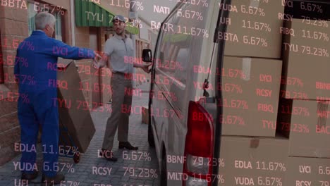 animación de estadísticas y procesamiento de datos financieros sobre el repartidor