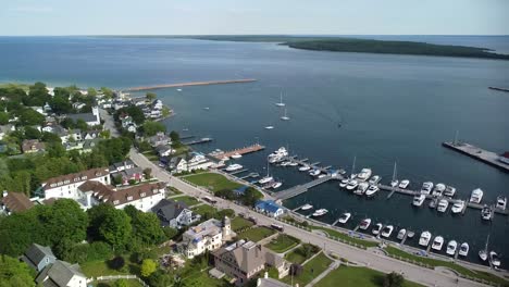 mackinac island aerial pan summer