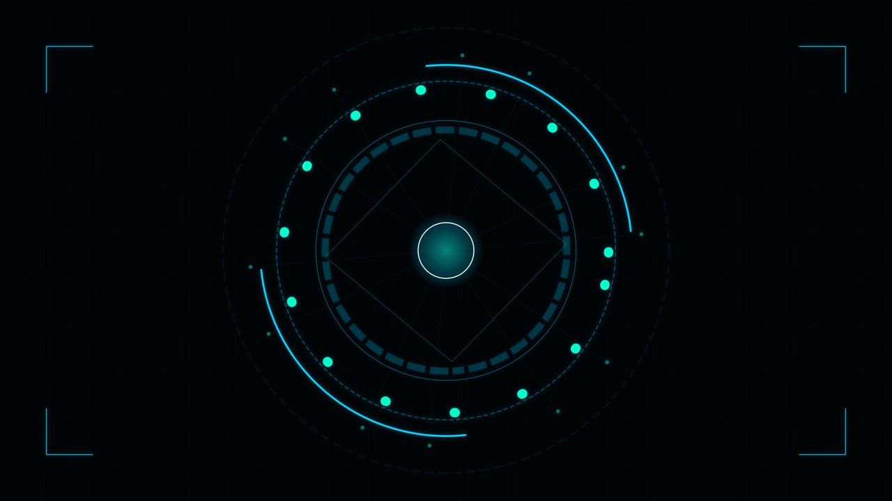 Futuristic Digital HUD Interface with Rotating Circular Elements