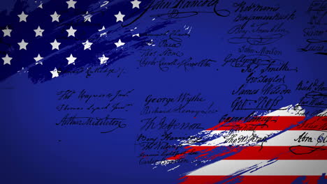 animation of country coloured with flag of usa over text of declaration