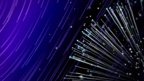 animation of blue and white trails moving on black background