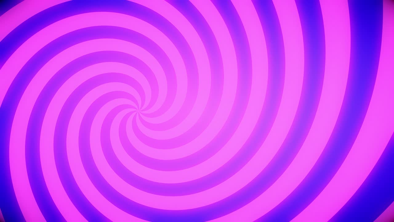 어지러운 회전 애니메이션, 동심 분홍색과 보라색 원이 타원형 패턴으로 움직입니다.