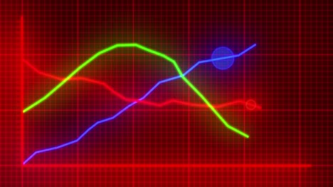 gráfico de líneas gráfico de puntos de neón gráfico de finanzas de negocios datos cifras estadísticas 4k
