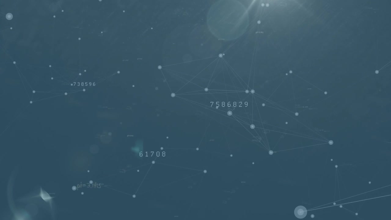 Animation of connections and data processing over black background