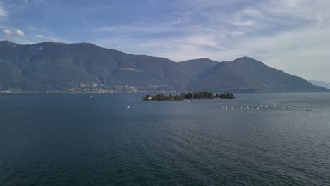 forward shot of lake maggiore in italy located on the southern side of the alps on the island of brissago.