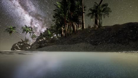 beautiful fantasy tropical beach with milky way star in night skies