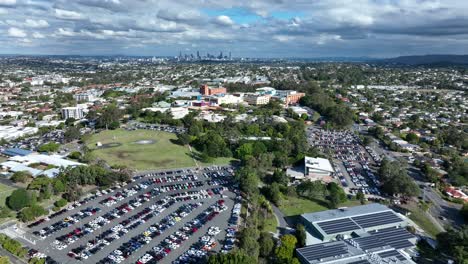 establishing drone shot of brisbane's prince charles hospital