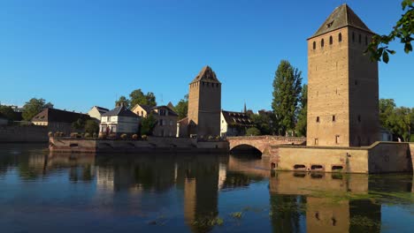 the ponts couverts are a set of three bridges and four towers that make up a defensive work erected in the 13th century on the river ill in the city of strasbourg in france