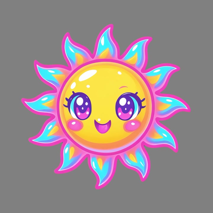Personaggio animato del sole a cartone animato che ammicca e sorride