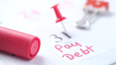 pay debt reminder on calendar