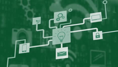 animation of network of connections with digital computer icons