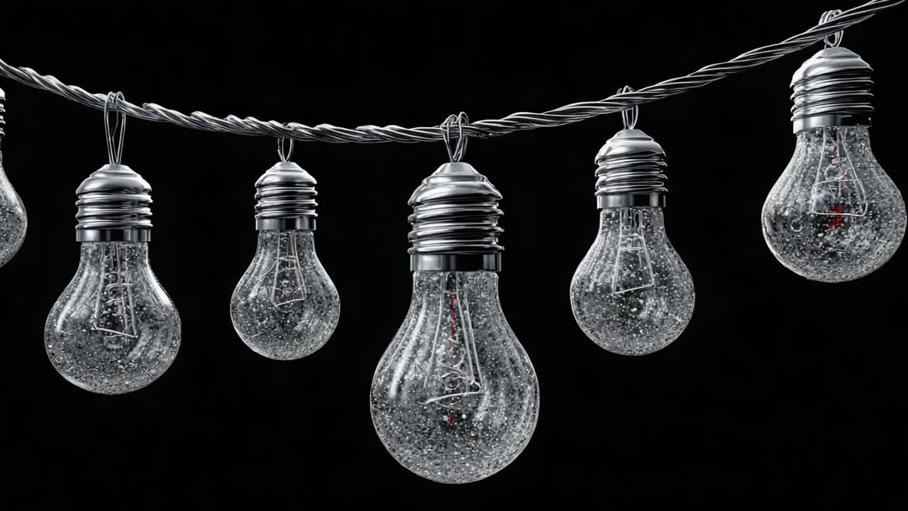 A Stunning Display of Sparkling Light Bulbs Illuminating Against a Dark Background, Fusing Elegance and Modern Design to Enhance Any Space