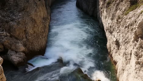 River flowing through a narrow gorge