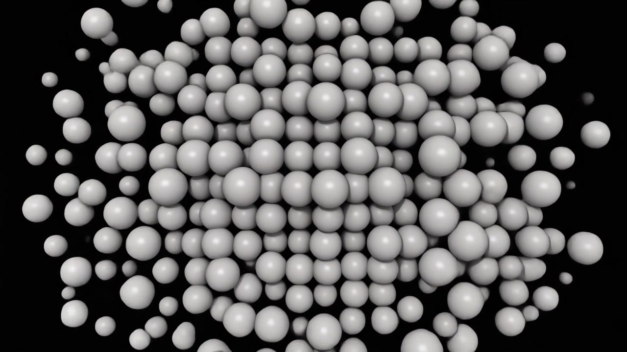 Abstract Animation of White Spheres Expanding and Contracting in a Grid