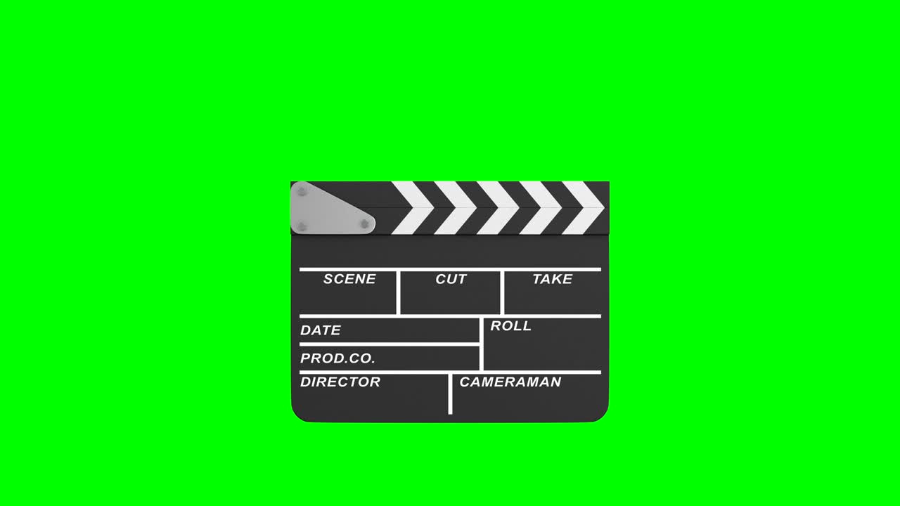 clapper en fondo verde. renderizado en 3d aislado