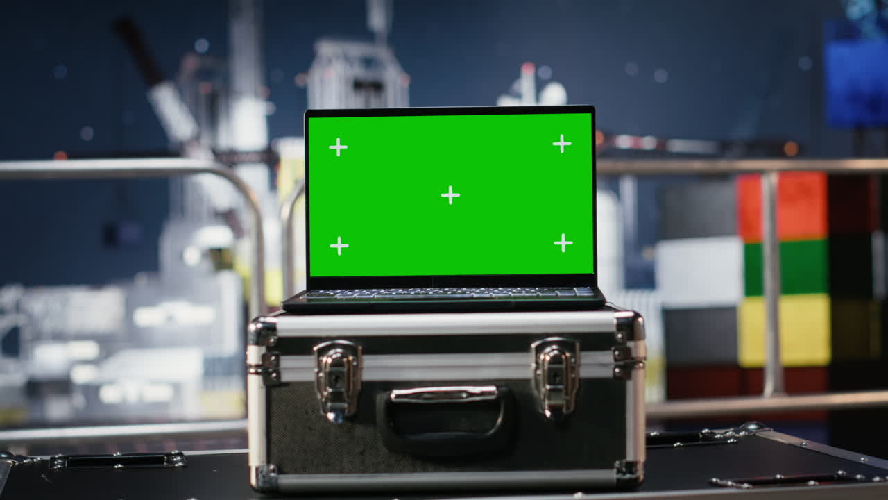 Chroma key on laptop with calibration software used on offshore rig