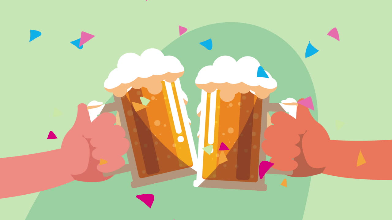 saludos con tazas de cerveza