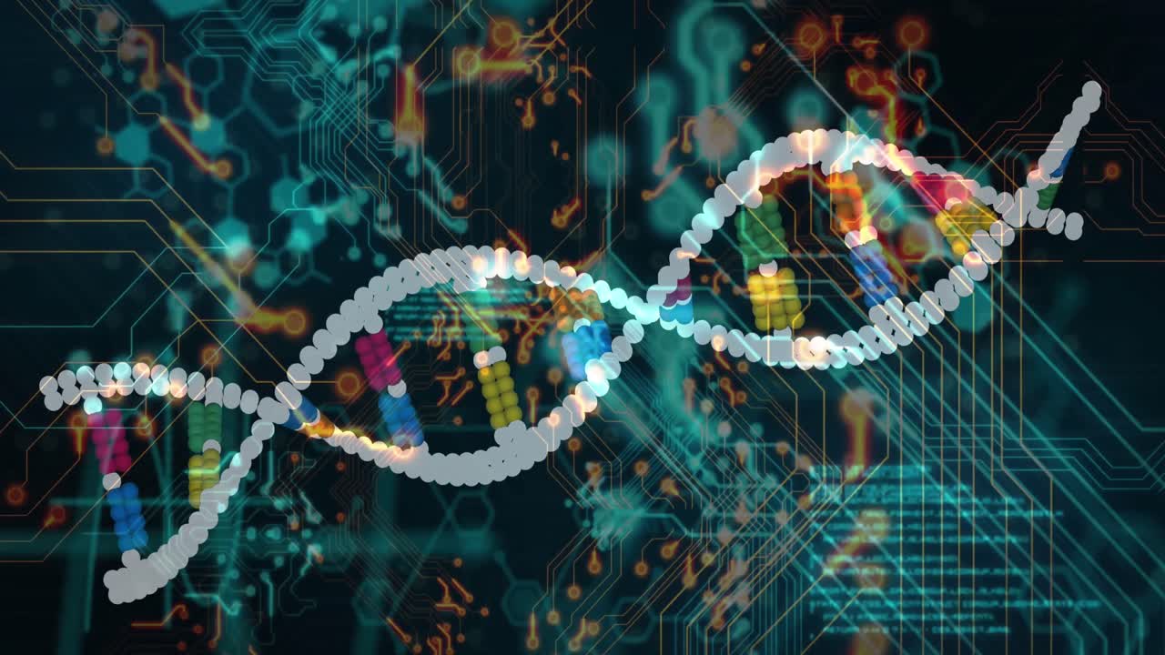 어두운 배경에서 의료 데이터 처리의 애니메이션