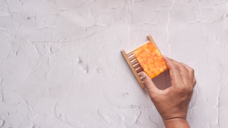 Top-view-of-men-hand-reaching-for-a-soap