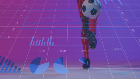 Animación-De-Gráficos-Y-Procesamiento-De-Datos-Sobre-Las-Piernas-De-Un-Jugador-De-Fútbol-Afroamericano-Con-Pelota