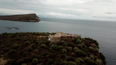 drone view of the ali pasha fortress at porto palermo, albania
